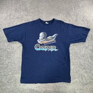 VTG 1995 Casper the Friendly Ghost Navy Blue Graphic T-Shirt 90s Movie Tee RARE‎